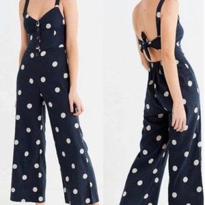 Navy and White Polka Dot Jumpsuit Size Small